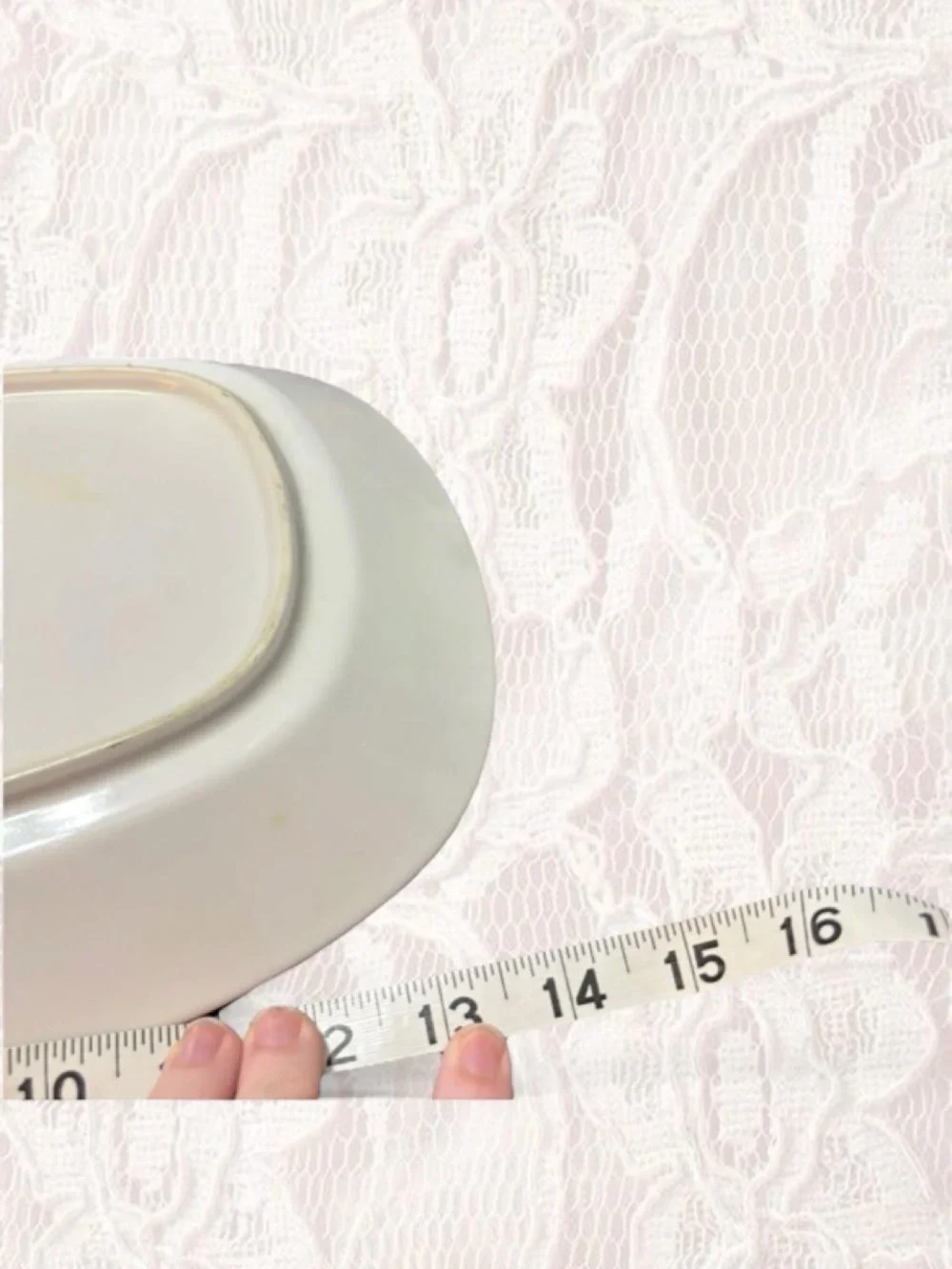 MCM Ceramic  Dish in White with Orange and Gold Accent